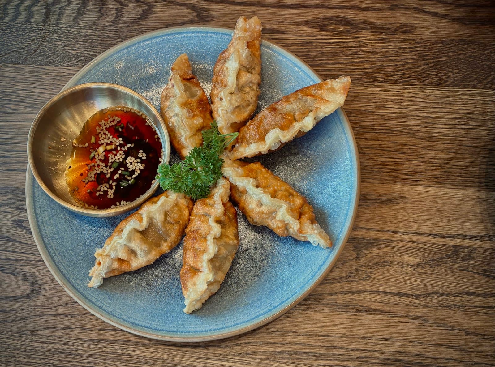 Golden pan-fried pork dumplings